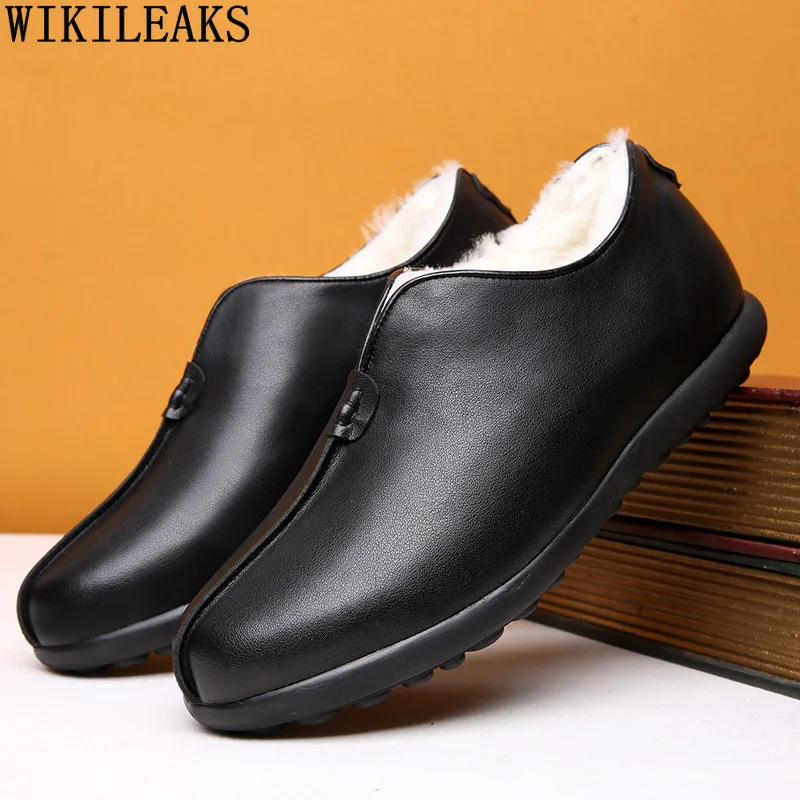 Mocasines de cuero cordones Zapatos informales de diseñador, color negro, invierno, 2022|Mocasines| - AliExpress