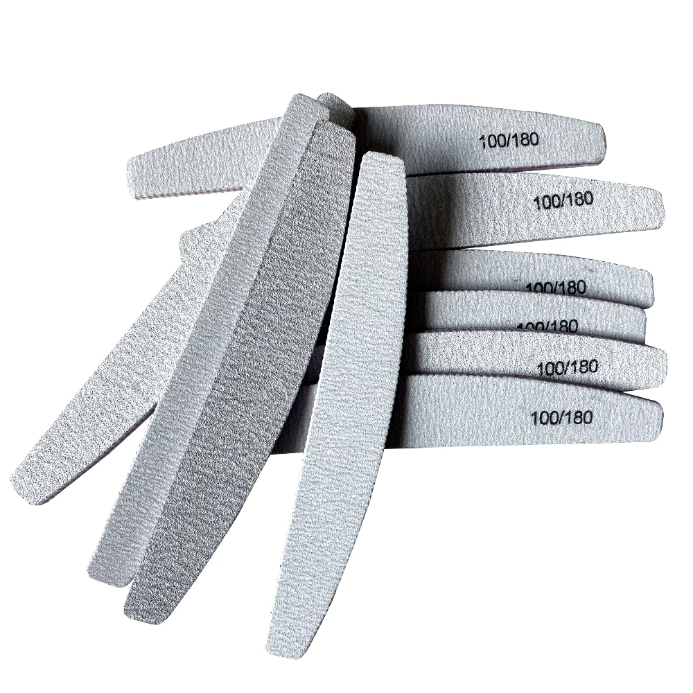 

10pcs Gray Sandpaper Nail Files Professional Boat Shape sanding polishing Buffer Block Manicure Pedicure Care Tools 100/180