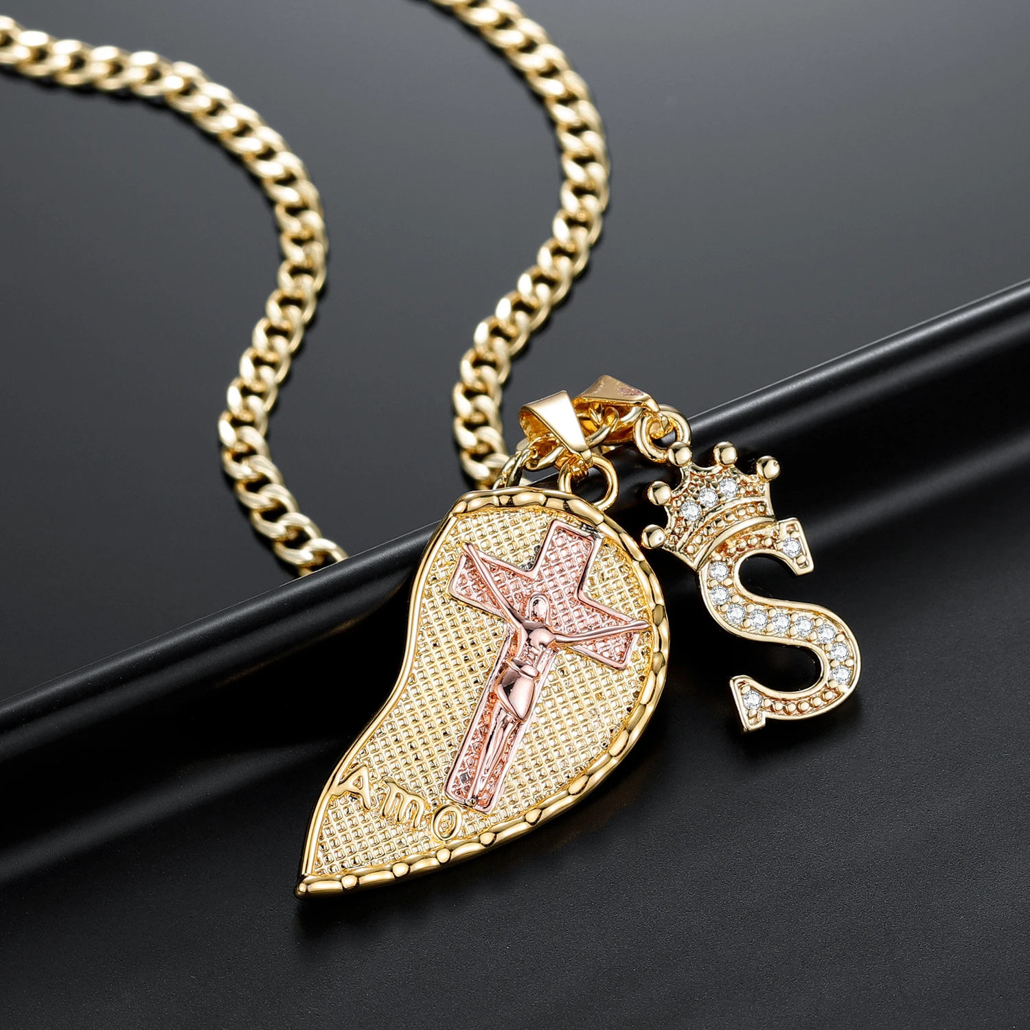 18k Gold Plated VIRGIN MARY HEART CHRIST 