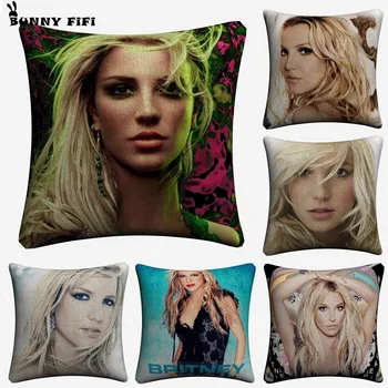 

Pretty Britney Spears Singer Decorative Cotton Linen Cushion Cover 45x45 cm For Sofa Chair Pillowcase Home Decor Almofada