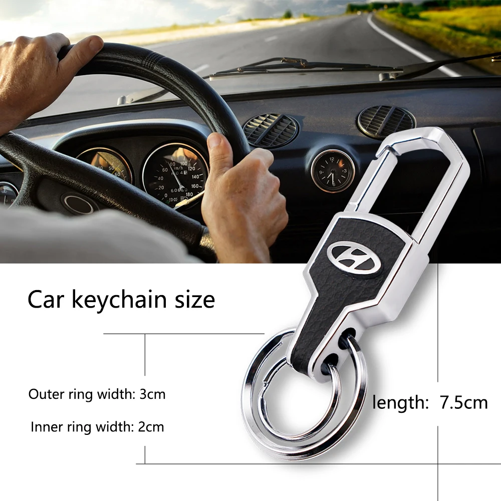 

Alloy Metal Car KeyChain KeyRing Holder Buckle Ornament Accessories For Hyundai Santa Fe Atos Galloper XG Coupe FX2.0 Sonata