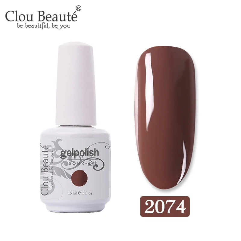 2074 Clou Beaute кофейная Коричневая серия гель лак для ногтей карамельный УФ светодиодный лак для ногтей Полупостоянный Гель-лак Гибридный праймер 15 мл - Цвет: 2074