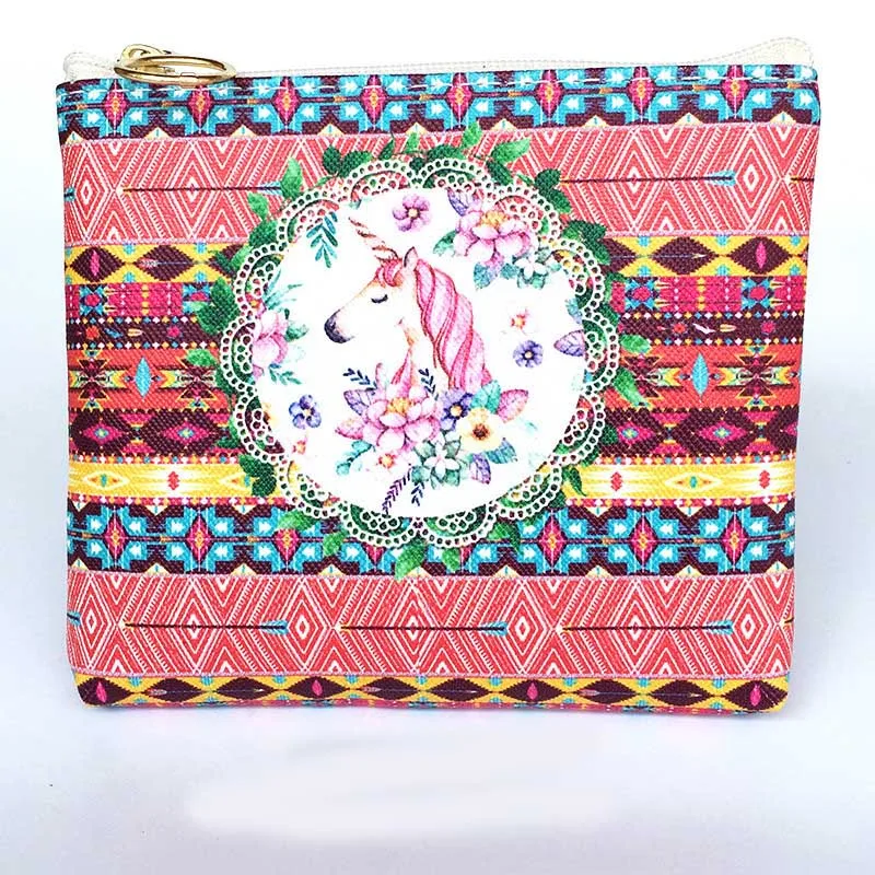 10 New Cute Flamingos Ethnic Style Grils Coin Purse Children PU Leather Zip Change Purse Women Wallet Animal Key Card Bag Kids Gift - Цвет: 10