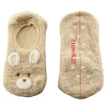 Женские зимние толстые пушистые короткие носки-башмачки с мультяшным медведем, Нескользящие плюшевые Чулочные изделия 95AB