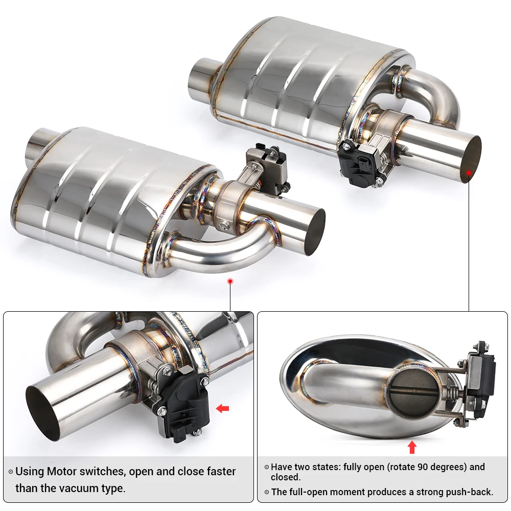 US $218.90 Stainless Steel 25 3 Slant Outlet Tip Inlet Variable Exhaust Muffler Weld With Electrical Exhaust Cutout Electric Control Kit