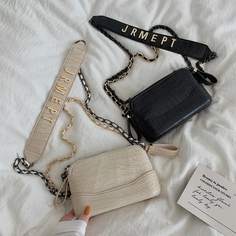 

Famous designer design fashion crocodile text decoration elegant women's small square bag wild chain shoulder messenger bag