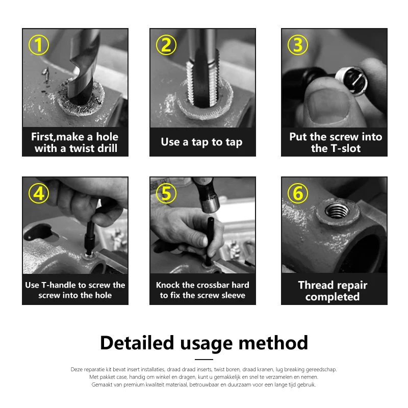 hand tool XCAN Thread Repair Tool 25pcs M3/M4/M5/M6/M7/M8/M10/M12/14 for Restoring Damaged Thread Spanner Wrench Twist Drill Bit