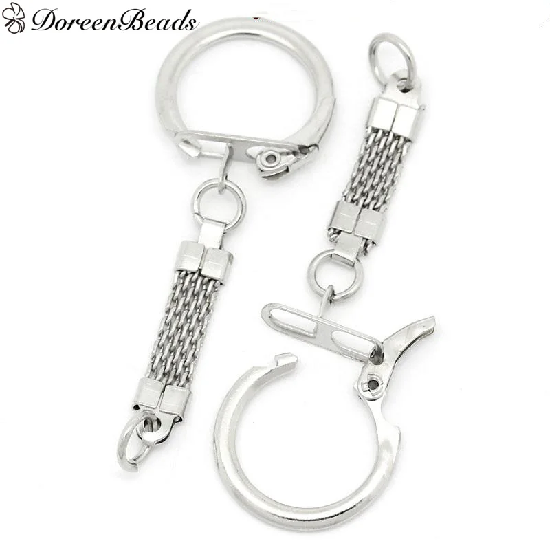 Брелок DoreenBeads для ключей Круглый Серебристый 62 мм x 23 30 шт. фурнитура изготовления