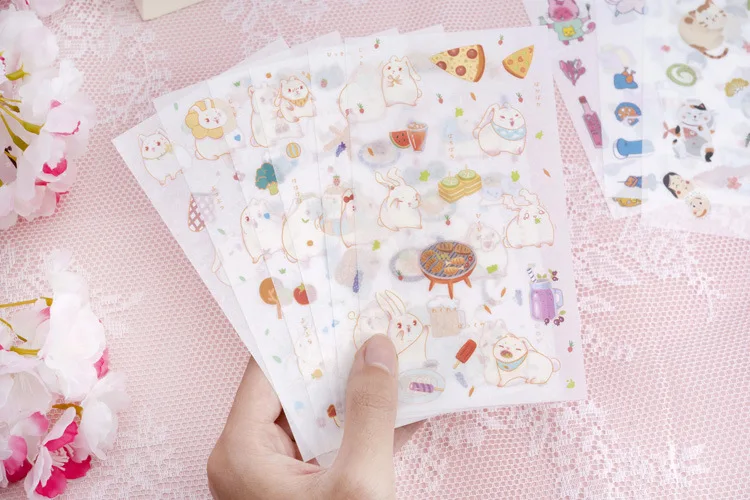 6 листов милые декоративные наклейки s Kawaii с кошкой для пишущих принадлежностей наклейка s питомец клейкая наклейка для детей DIY Скрапбукинг дневник поставки