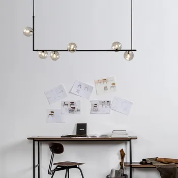 

Nordic Lamp Art Strip Pendant Lights Glass Bulb LOFT Luminaire Modern Parlor Model Room Suspension Hanglamp Lustre Pendente