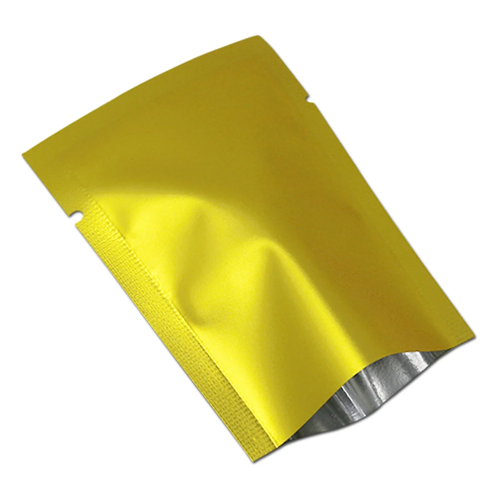 

200Pcs Matte Golden Open Aluminum Foil Bag Heat Seal Vacuum Bag Mylar Package Bag Dried Fruit Flower Storage Bags Moisture Proof