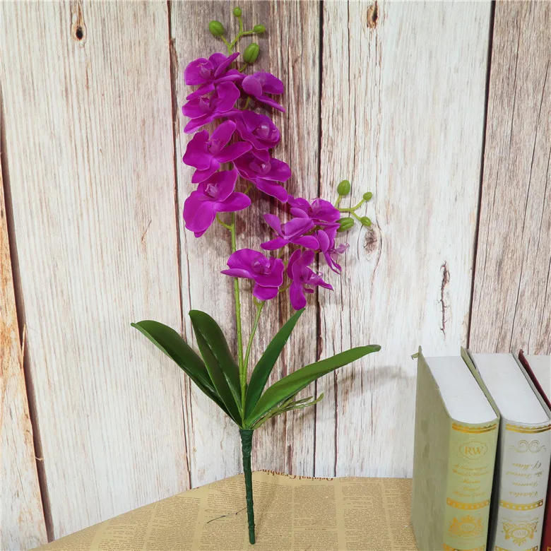 1Pcs 2 Heads Artificial Flower Phalaenopsis Fake Silk Cloth Butterfly Orchid Plastic Potted Home Party Decoration Four Color JH159 (2)