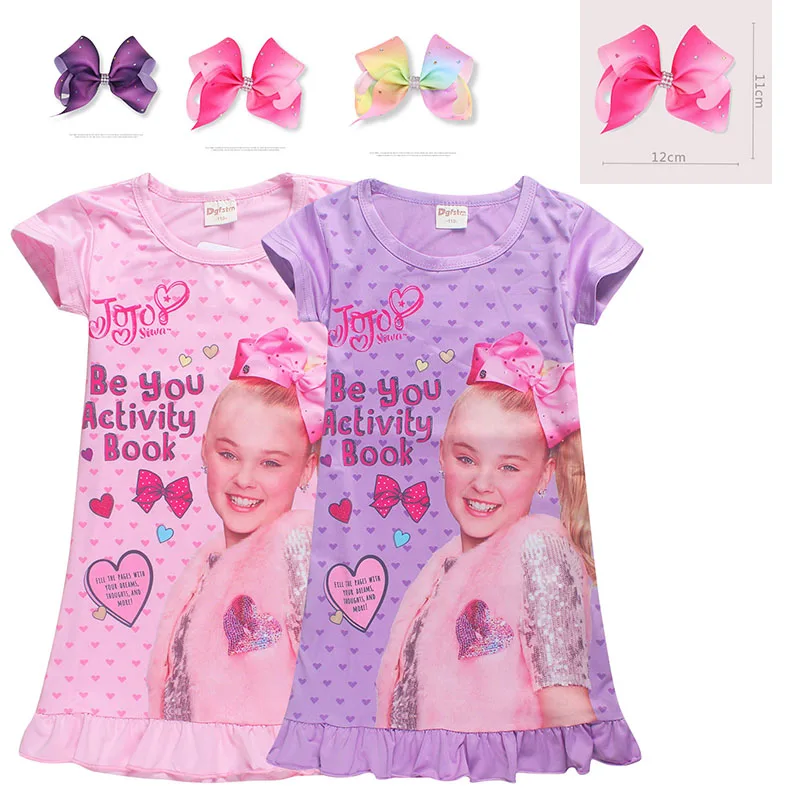 Детская Хлопковая пижама для девочек JOJO Siwa ночная сорочка одежда сна рубашка с