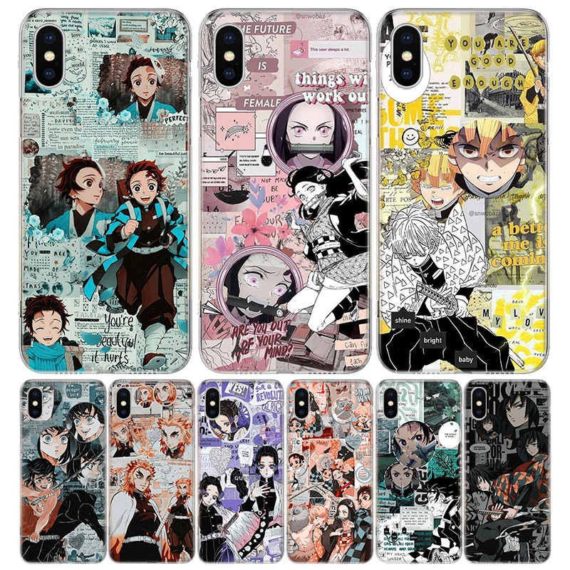 Kimetsu No Yaiba Demon Slayer Anime Cover Phone Case For Iphone 11 Pro Max 13 12 Mini 6 X 8 6s 7 Plus Xs Xr 5s Se Art Coque Mobile Phone Cases Covers Aliexpress
