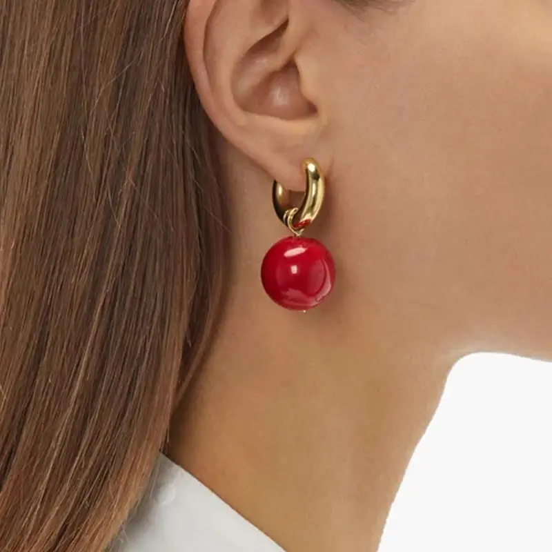 

Bohemia Women's Clip Earrings Fashion Natural Stone Asymmetric Wedding Earrings Bridal Gold Color Pearl Jewelry Gifts