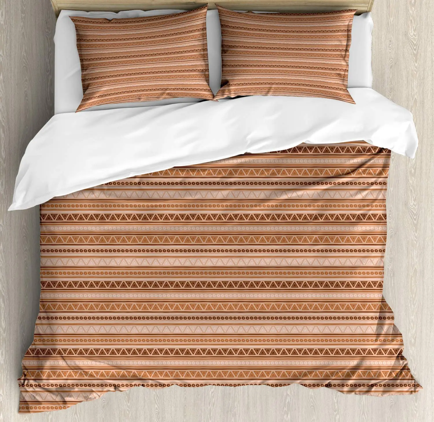 Vintage Tribal Duvet Cover Set Pattern Lines Rounds And Triangles