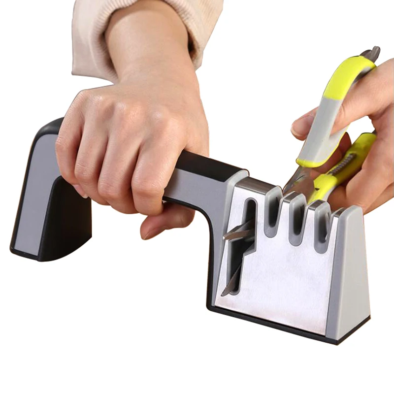 Профессиональная точилка для ножей 4 в 1 с алмазным покрытием и тонким керамическим стержнем, ножницы и ножницы, система заточки кухонных инструментов