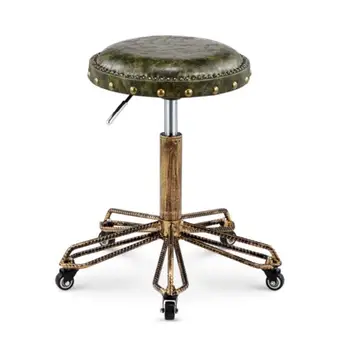 

Retro hairdressing barber chair masseur work bench bar stool beauty stool lifting rotating pulley stool