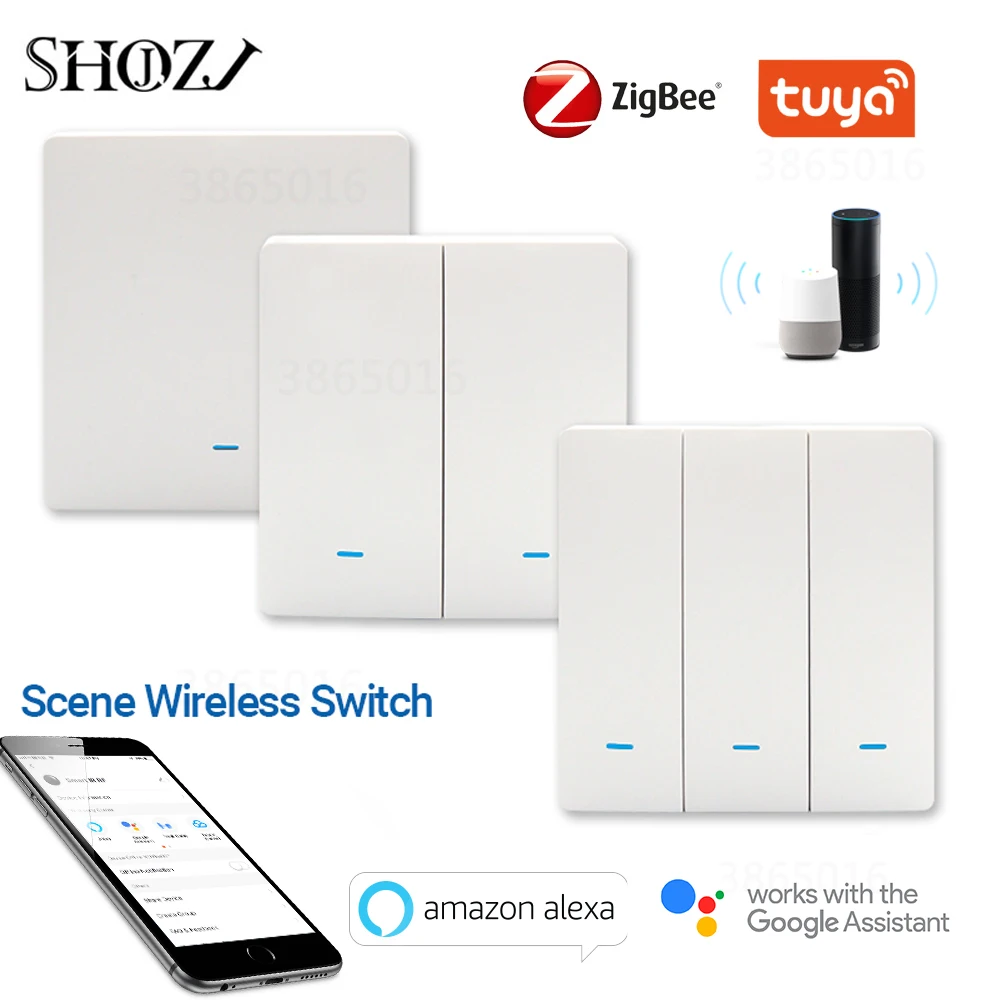 Tuya Zigbee Wireless Smart Switch Scene Panel Switch 123 Gangs Control