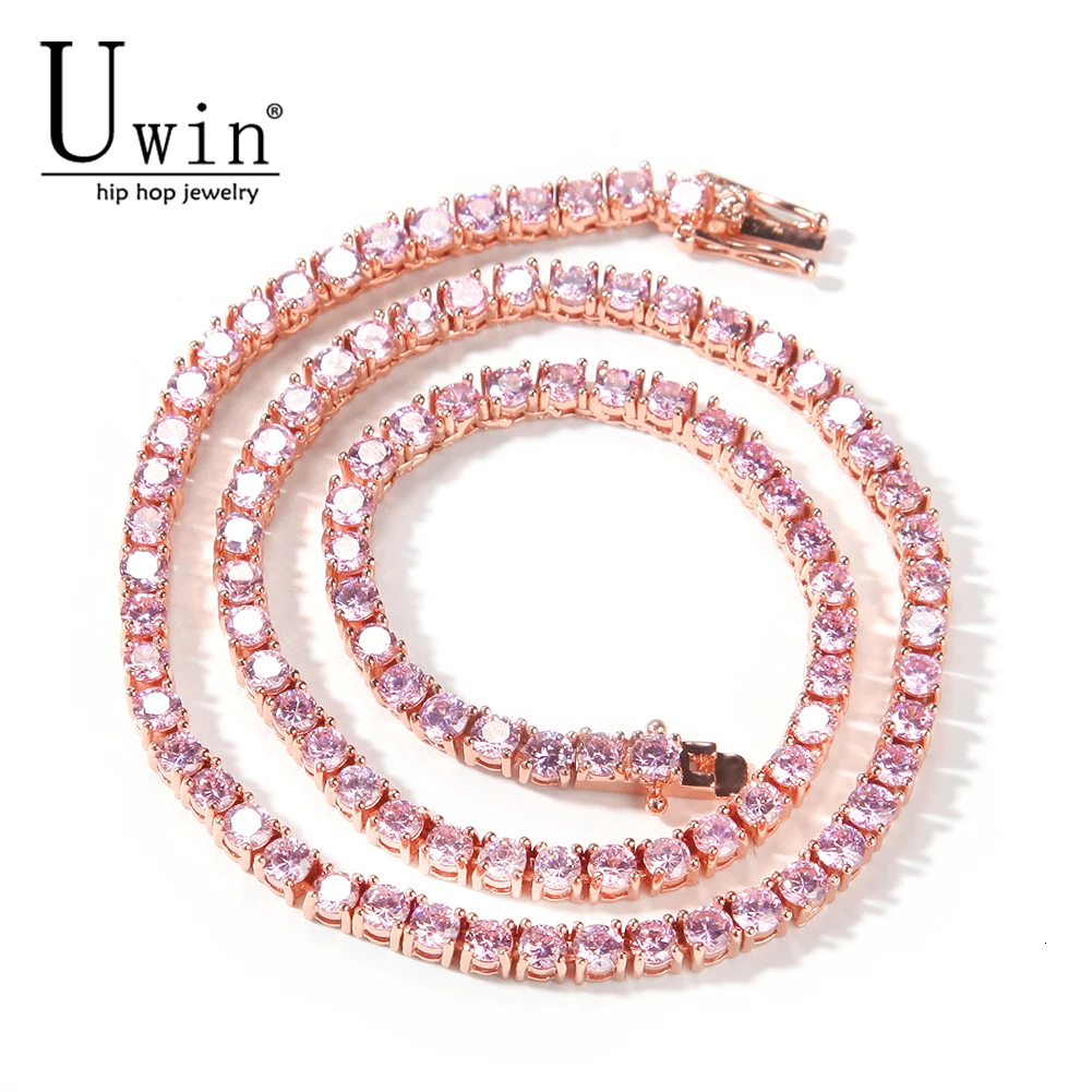 Uwin Rosegold Pink 4mm Tennis Chain 
