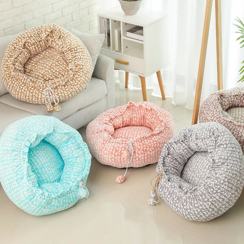 

Round Cozy Puppy Cushion Winter Doggy Sofa Mattress Drawstring Design Size Adjustable for Cats and Dogs Pet Product