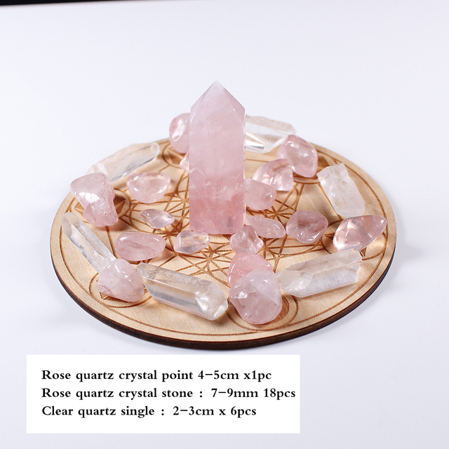 Crystal wand 7 Chakra Reiki Luky Yoga Healing Crystal stone Seven Star Array wood Base Manual Sculpture Home Decor