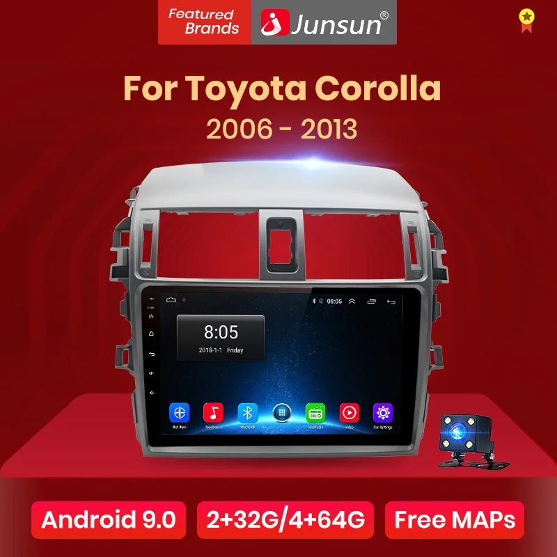 Автомагнитола Junsun 2 din + 32 ГБ Android 8 1 для Toyota Corolla E140/150 2008 2013|Автомобильные