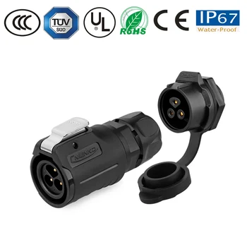

Waterproof panel connector M16 3 pin IP67 pastic plug socket 10A electronics powercon connector led lamp/solar car