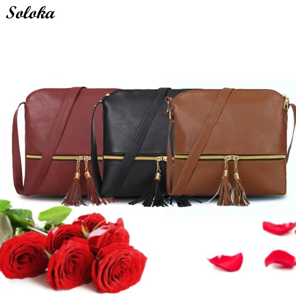 Leather Trendy Tassel Ladies Cross Body Messenger Bag Women Shoulder