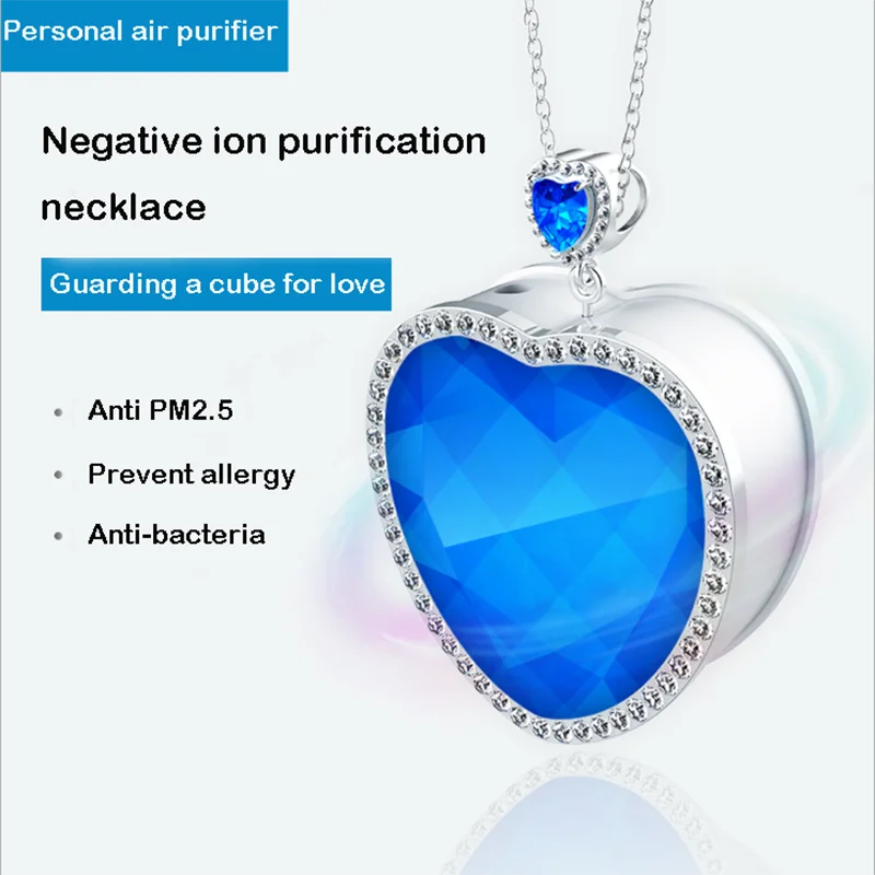 2020 cross-border new ocean heart hanging neck negative ion air purifier portable PM necklace |