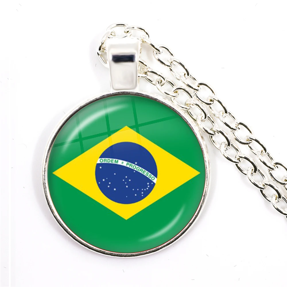 Советское соединение, Бразилия, Канада, Нидерланды, Израиль, Сирия, Venezuela, Соединенные Штаты, национальный флаг Испании стеклянный подвесной брелок ожерелье - Окраска металла: 9