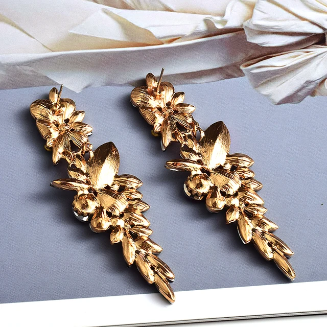 Long Classic Colorful Crystal Dangle Drop Vintage Pendant Earrings 2