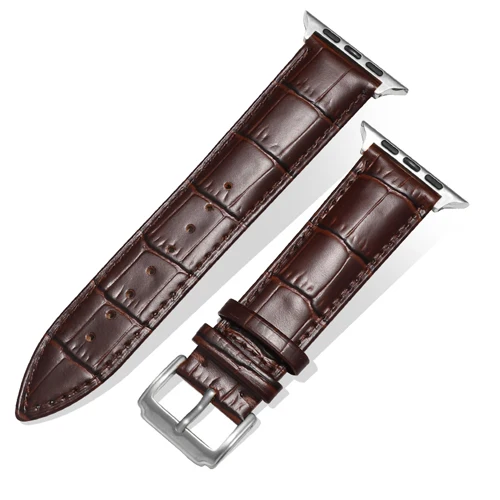 Dark brown Silver Кожаный ремешок для apple watch, ремешок 44 мм, 40 мм, 42 мм, 38 мм, браслет, ремешок для часов correa apple iwatch 4, 5, 3, 2, аксессуары для часов - Цвет ремешка: Dark brown Silver