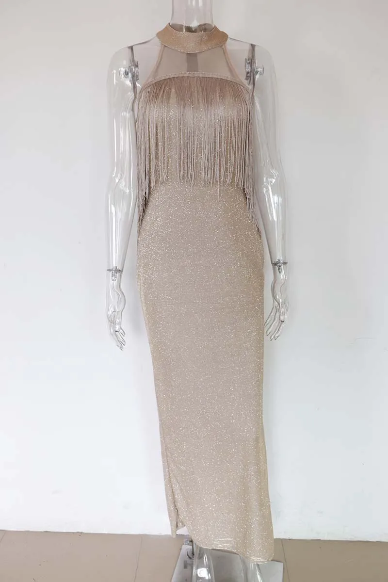 As Picture Bonnie Forest элегантный металлический знаменитости сексуальное платье макси ShoulderTassel детали Длинное Макси-платье рубашка Наряд для дня рождения - Цвет: As Picture