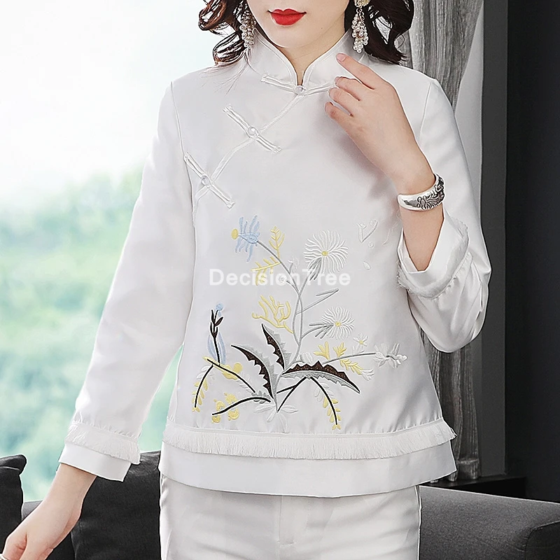 2022 full sleeve lady floral embroidery 
