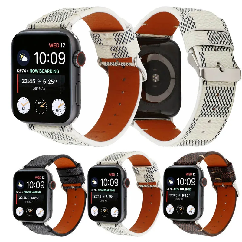 

Plaid Pattern sport band For Apple Watch band 5 4 44mm 40mm Leather Bracelet strap For iwatch series 3 2 1 42mm 38mm accessories