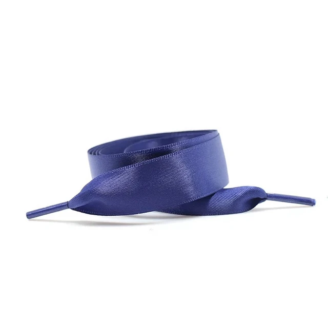 1 Pair 22 Colors Silk Satin Shoelaces 2 CM Width Flat Ribbon Shoe laces Boots Women Sneakers Shoelace Length 80CM 100CM 120CM S1 Navy blue