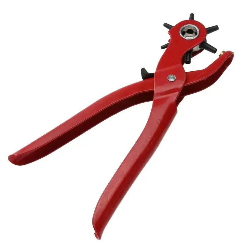 Многофункциональный 6 отверстий размер ремня Дырокол 9 дюймов красная ручка кожаные перфораторы перфоратор плоскогубцы инструменты бытовые швейные инструменты