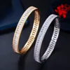 CWWZircons Luxury Baguette CZ Cubic Zircon Round Open Bangle Bracelet New Trendy Brand Women Party Wedding Bridal Jewelry BG042 1