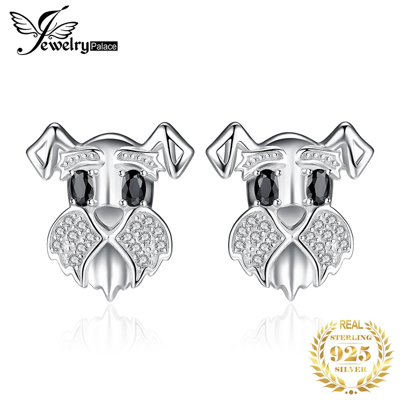 JewelryPalace Шнауцер терьер собака щенок Pet Lover натуральная черная шпинель серьги-гвоздики 925 пробы серебро собака животное