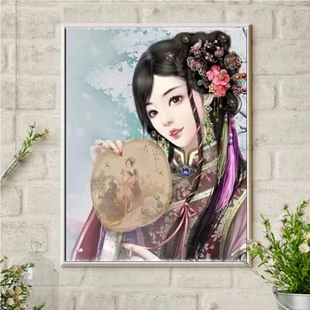 

japanese women diy square/round diamond embroidery rhinestones painting 5d diamond mazayka Chinese Geisha dancing wall GG1411,