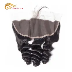 Htonicca бразильские свободные волнистые волосы 13x4 кружева фронтальное закрытие натуральный цвет Remy человеческие волосы 8-20 дюймов