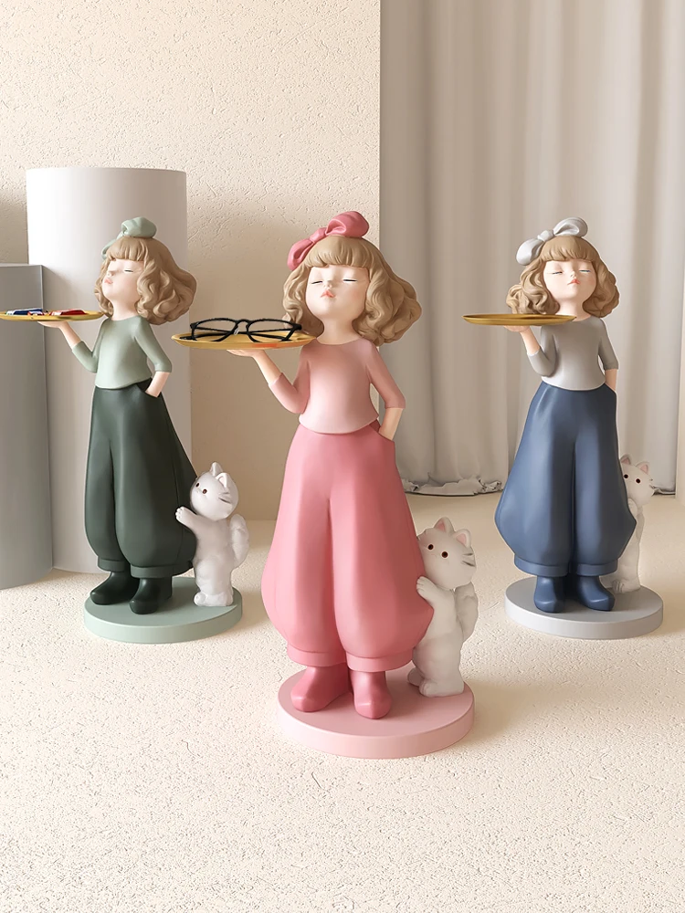 Light Luxury Style Interior Figurines Creative Girl Statue Home Decor Girl  Sculpture Tray Storage Ornament Home Accessories Gift - AliExpress