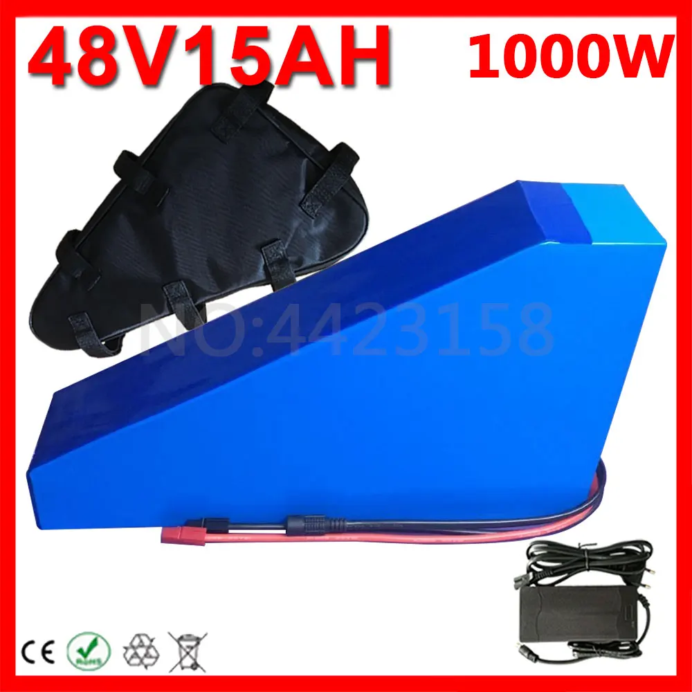 48V треугольная батарея 48v 15ah для электрического велосипеда 15AH литиевая с 30A BMS и 54 6