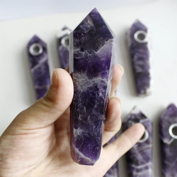 

Natural Dream Amethyst Crystal Smoking Pipe Strainer Quartz Stone Healing Wand For Home Decoration Crafts Collection DIY Gift