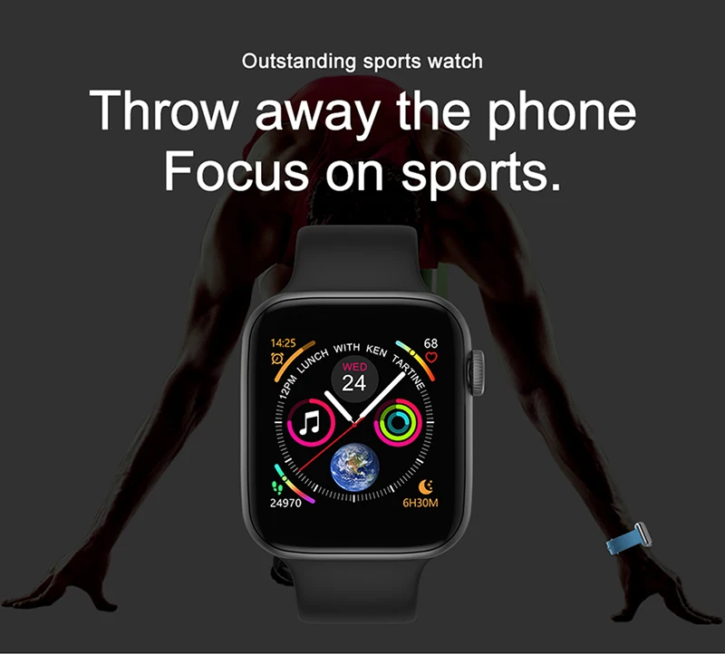 Смарт-часы 1,5" Полная поддержка сенсорного экрана Bluetooth монитор сердечного ритма шагомер для apple xiaomi huawei