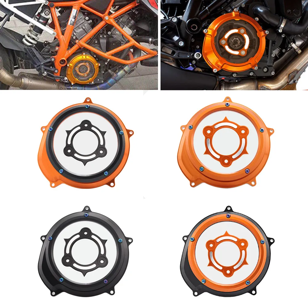 

Gold Black Clutch Cover Guard Protector Anti-leakage Clear Lens For KTM LC8 Engine 1090 1190 ADV R 1290 Super Duke R GT Motos