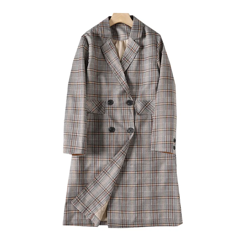 

A Generation of Retro Fashion Sense Double Breasted Pattern Suit Jacket Trench Coat Entity