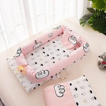

Kids Baby Nest Bed Crib Portable Removable Washable Baby Cribs Travel Beds Children Infant Kid pure Cotton Cradle Newborn Bumper