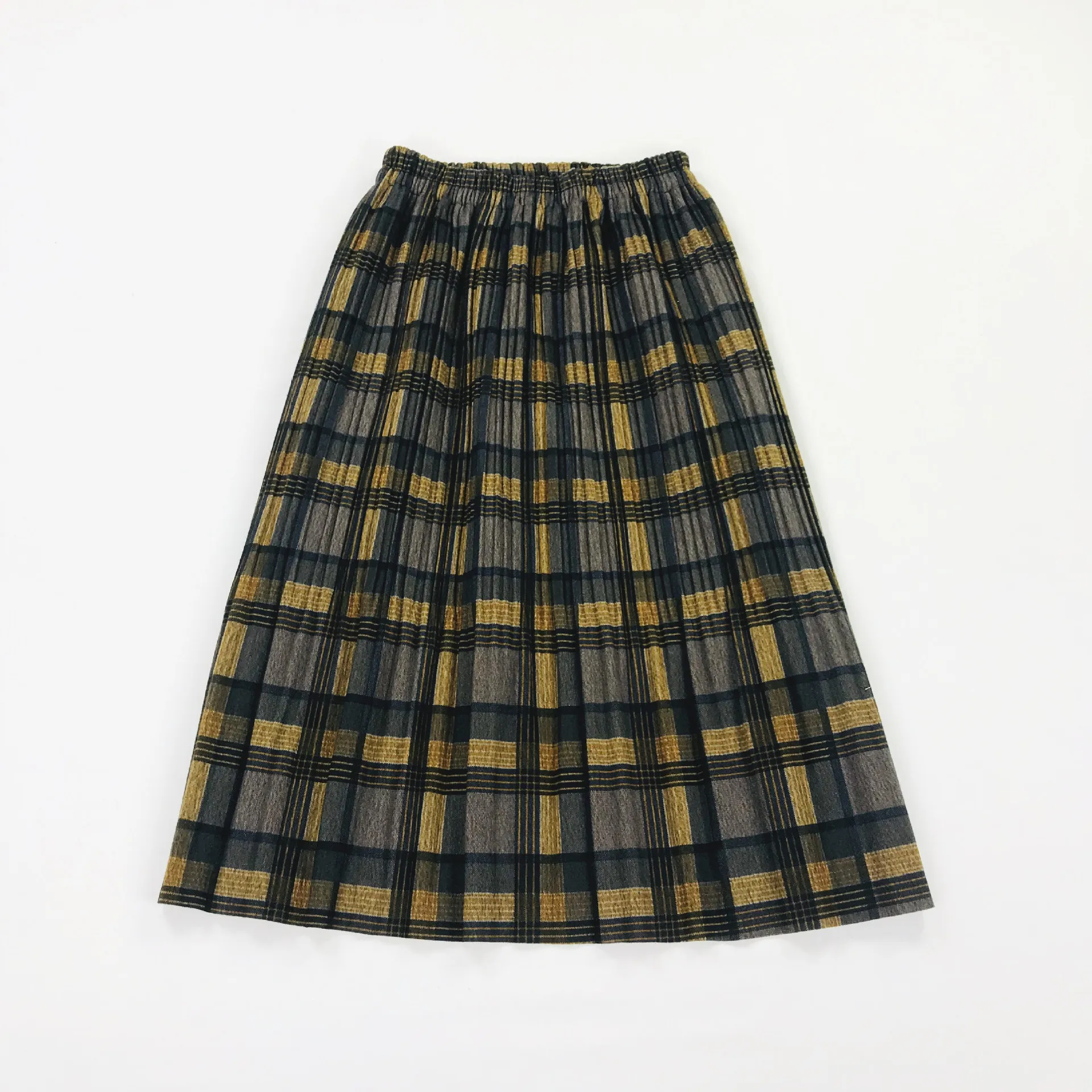 Коричневый Vintage New Women Thick Warm Autumn Winter Harajuku Plaid Retro Skirt Female Cute Japanese Girls Kawaii Skirts Calf-length - Цвет: Коричневый